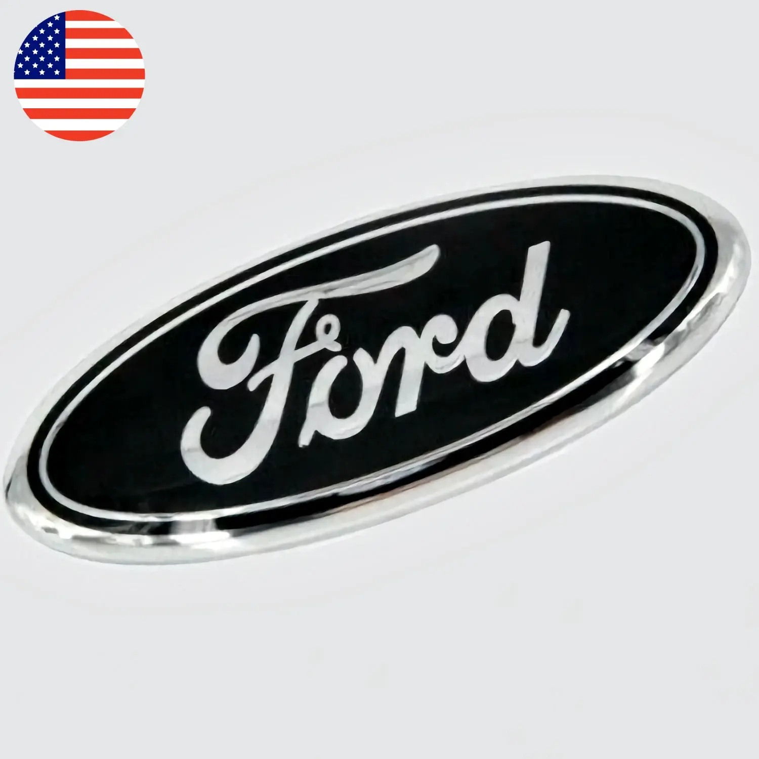 BLACK & CHROME 2005-2014 Ford F150 FRONT GRILLE/ TAILGATE 9 inch Oval Emblem 1PC
