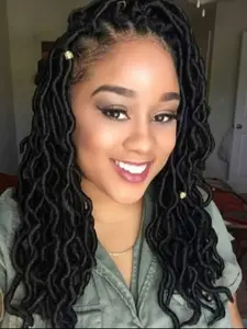 18 Inch Black Long Locs Braided Wigs for Women, Gorgeous Fluffy Wigs with Baby Hair Bangs, Synthetic Braided Lace Wigs for Party, Daily Use