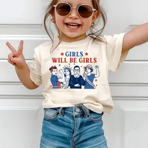 Youth Girls Will Be Girls Toddler Shirt, Patriotic Kids Shirt, Independence Day Tee, Feminist 4th of July Shirt, American Girl Tee, USA Flag Shirt
