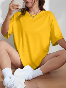 Women's Solid Color Basic T-shirt Casual Lightweight Round Neck Loose Daily Commuter Short-Sleeve T-shirt，TikTok Trending T-shirt Women ，Outfit Murah T-shirt Wanit,Comfortable Fabric