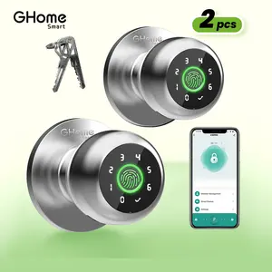 GHome Smart 4-in-1 Fingerprint Door Knob with Keypad, Biometric Smart Knob and App Control, Keyless Entry Door Lock with Password Function | TikTokShopBlackFriday
