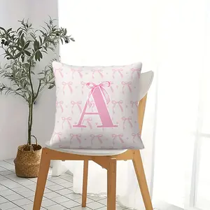 Sweet Pink Capital Letter A to G Pillow (1 Piece, Includes Pillow Insert), Trendy Ins-style Pillow, Personalized Cute Sofa Bed Headrest Cushion