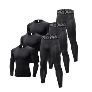3 Pack Men's Compression Shirts and Pants Set Gym Quick Dry Fitness Tracksuit Long Sleeve Base Layer Tight Running Sporty Breathable Outfits Sporty High Stretch