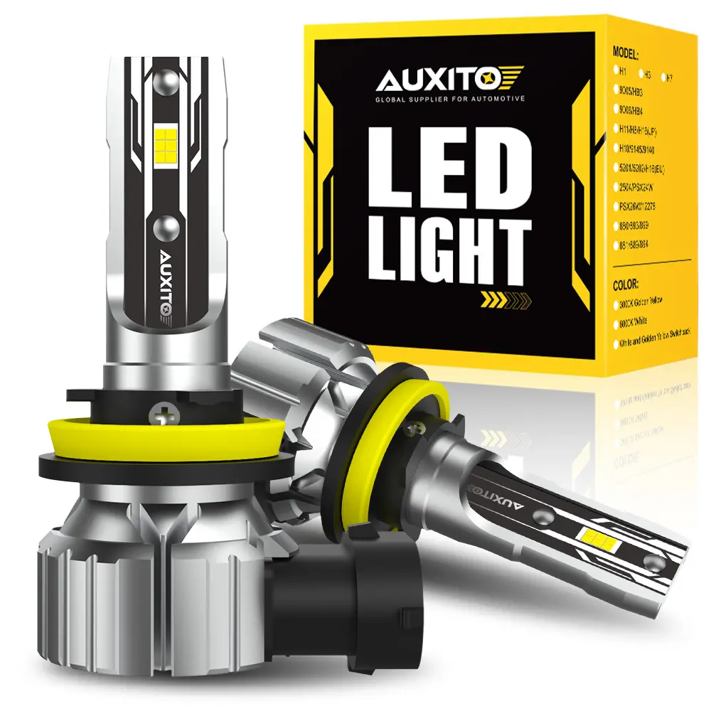 【Father 's Day Gift】 AUXITO White LED 9005/HB3/9006/HB4/H11/H9/H8/H7/H4 Headlight E2 Series Bulbs High/Low Beam Bright Kit