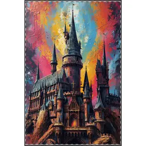 Vibrant Fantasy Castle Satin Poster | Colorful Castle Wall Art
