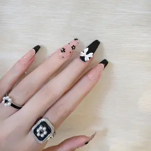 Wearable nail art patches, nail stickers, finished fake nails, detachable bow nail patches, nail stickers X14Nail Glue and Nail File Set Included Full Cover Fake Nails Coffin Press on Nails
