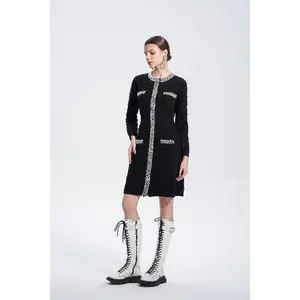 TCH-New Black Heavy Industry Waist-Close-Up to Make You Slim and Nice-Fragrant Knitted Dress