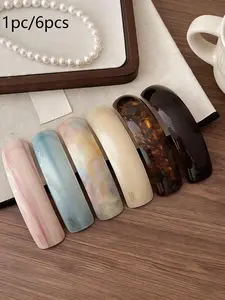 Women's Elegant Vintage Glossy Square Hair Clip Set, Simple Versatile Ponytail Holder, Adjustable Clips, Suitable for Daily Use and Parties