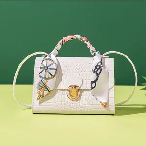 Women's Small PU Leather Handbag with Twilly, Stylish Design, Versatile Use, Lightweight bag