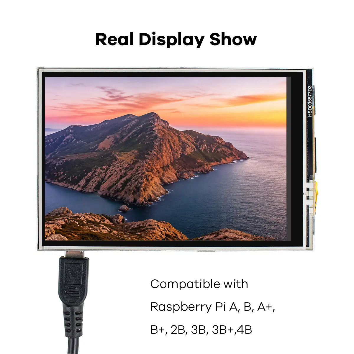 Portable 3.5-inch compatible RPi touch screen 480 * 320 TFT LCD screen DIY handheld mini display resistive touch GPIO plug-in suitable for Raspberry Pi maker project accessories