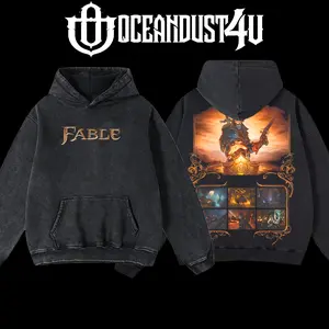 OceanDust4U Fable III Hoodie 100% Premium Cotton Oversized Fit Pre-Washed Unisex Classic Top American Made 230gsm Heavyweight Fabric - Menswear