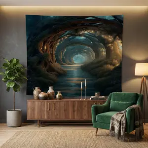 1pc Magical Tree Arch Tapestry Dark Mystic Woods Studio Home Office Apartment Backdrop Art Mural Premium Soft Fabric Wall Hanging