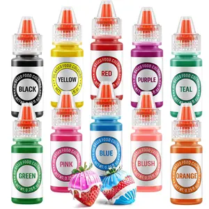 Oil-Based Edible Food Coloring 10 Colors for Chocolate, Candy, Frosting, Icing, Cookies, Fondant & Cake Decorating – 0.25oz Bottles