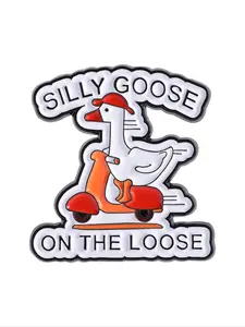 Silly Goose on the Loose Funny Cartoon Bicycle Brooch, Cute Goose Pin Badge for Fashion, Perfect Gift for Men and Women, Durable Metal Pins