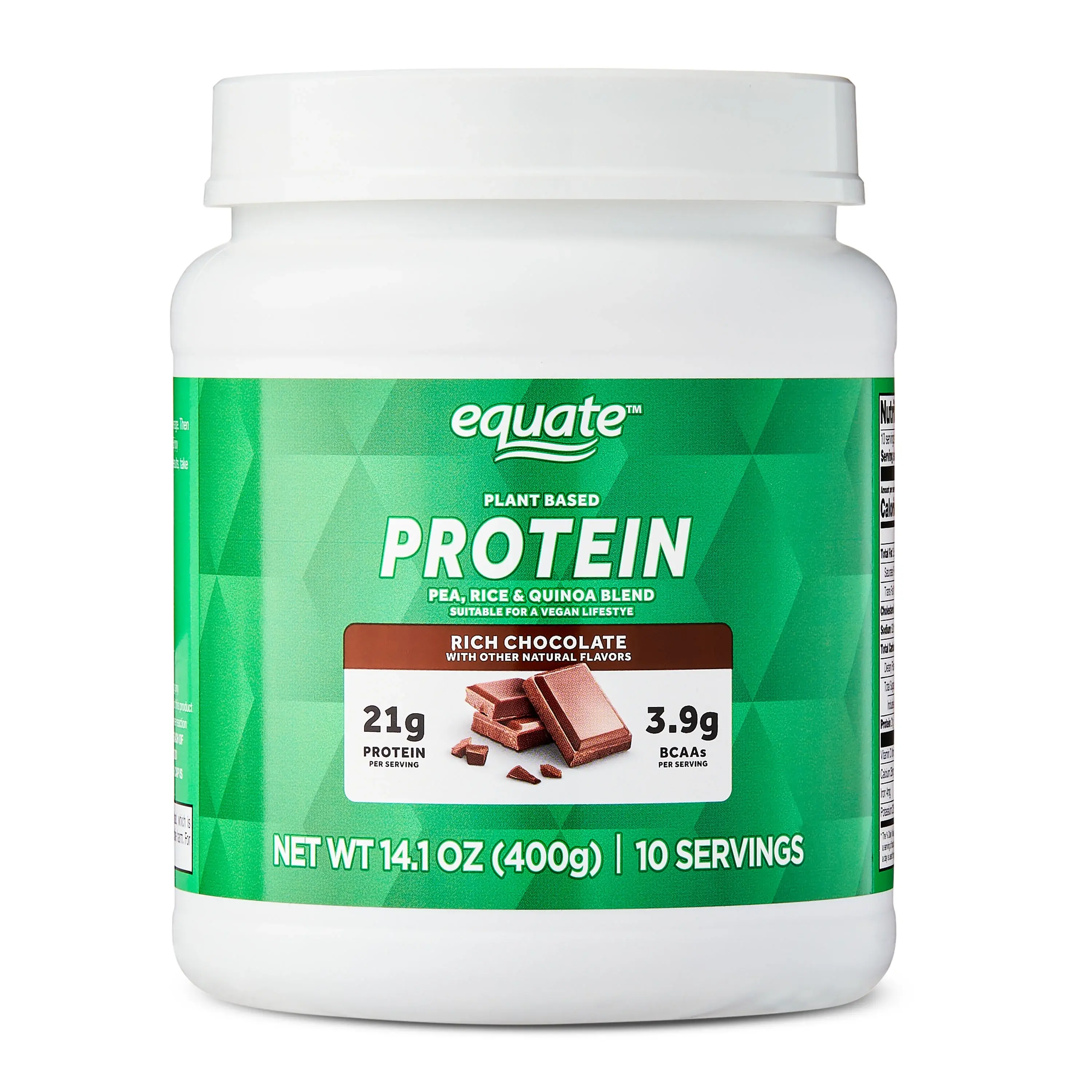 Equate Plant-Based Protein Powder Rich Chocolate 14.1 oz Vegan-Friendly Non-GMO Supplement for Muscle Recovery & Wellness