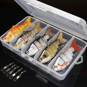 Lifelike swimbait crankbait fishing lures 5 pack lot tackle box multi jointed