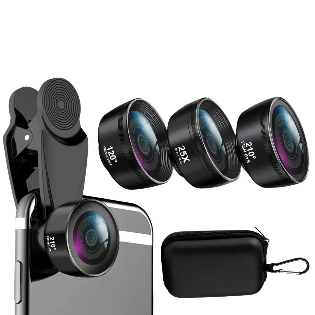 3-In-1 Cell Phone Lens with Fish Eye, Wide Angle, and Macro Functions, Compact and Portable Design with Phone Clip, Ideal for Smartphone Photography