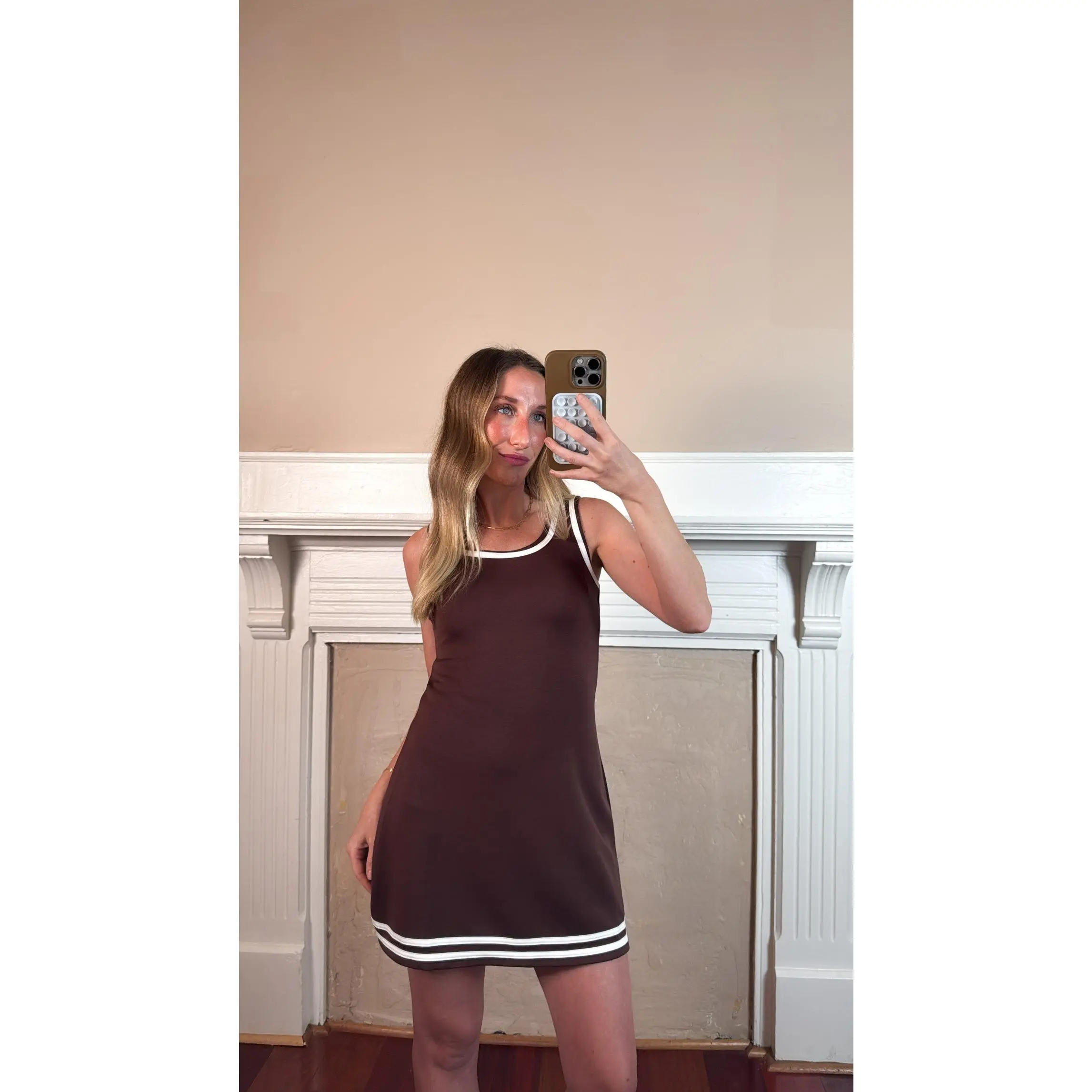 Scuba Mini Dress - Brown