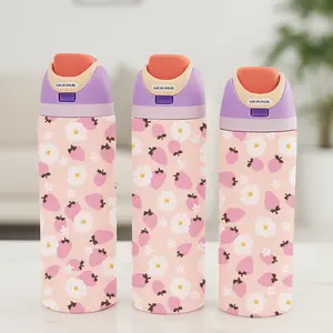1Pc 19/24/32oz Strawberry Insulated Mug, Pastel Pink Floral Vacuum Cup Thermos cup with Lid and Straw, Leakproof Travel Tumbler, Drinkware Tumbler Keeps Hot 12H/Cold 24H, Gift for Girls, Friends or Office Use, Great for Coffee, Iced Tea, or Daily Commute