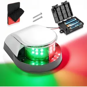 Battery Operated LED Boat Navigation Lights, Tool-Free Installation, IP67 Waterproof USCG LED Red and Green Boat Bow Lights for Fishing Boats, Center Console Boats