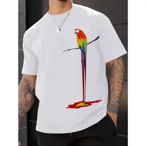 Cotton Short Sleeve  T-Shirt Summer Casual Polyester T-Shirt for Adults - Round Neck, Non-Transparent, Letter Pattern, Machine Washable