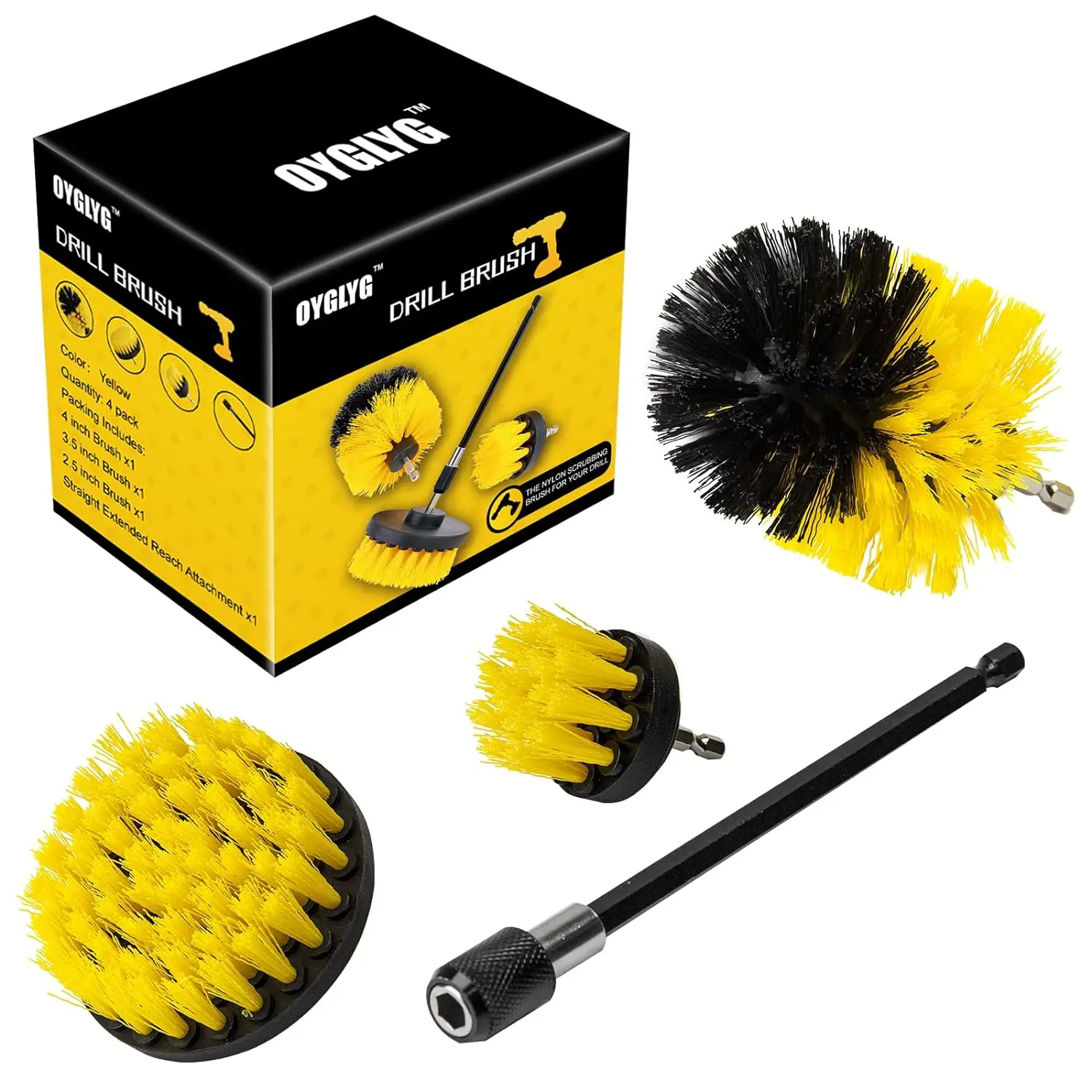 4 PCS Piece Cleaning Kit, Adapt Drill Brush For Bathroom Surfaces, Grout, Floor, Tub, Shower, Tile, Kitchen And Car, Electric Multi-Purpose Scrubber