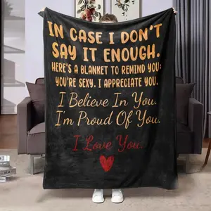 Sale! Valentine's Day exclusive blanket Letter Pattern Flannel Blanket, A Warm Nap Blanket for Home & Office, Gift for Lover Suitable for all four seasons This is the best gift for couples, children, parents and friends, and it can express deep love.