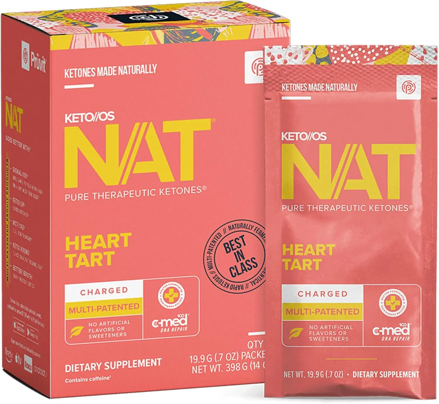 Pruvit Keto//OS NAT® Heart Tart Charged Ketone Drink Mix - 20 Sachets