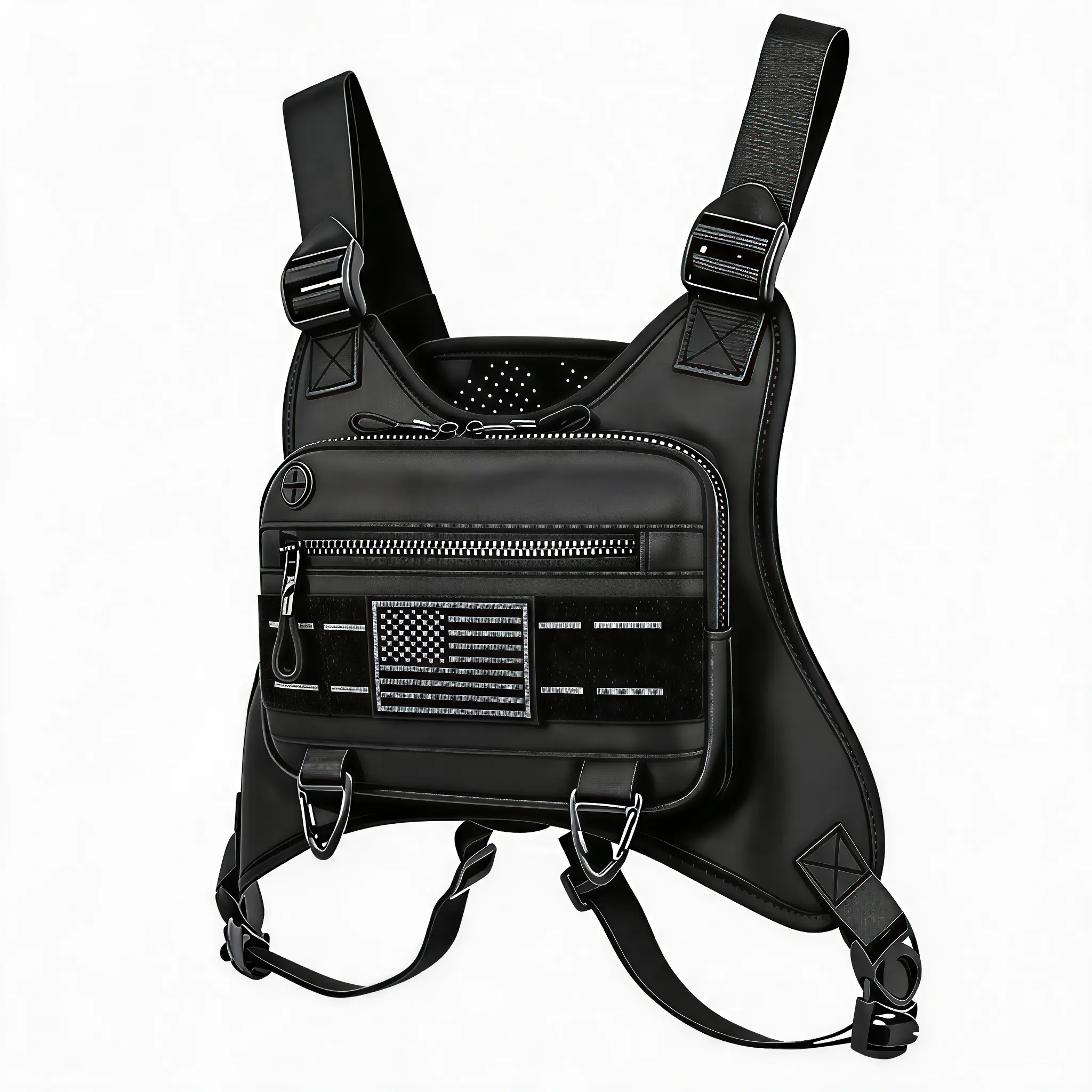 Sporty Tactical Fanny Pack & Chest Bag for Men & Women, 1000D Waterproof Multi-Pocket Running Vest, Adjustable & Lightweight for Hiking, Everyday Carry, Water Resistant, Sporty Men's Fanny Packs & Belt Bags