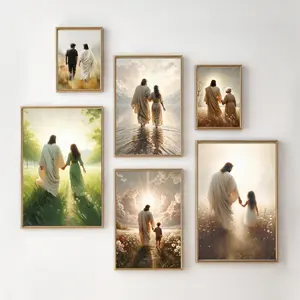 Christian Follow Me Jesus Walking Poster Christian Religious Wall Art Jesus be always with Us Painting for Living Room Bedroom Wall Art Printins Wall Decor Gift less canvas funny toilet museum-quality art print oval jesus  poster