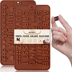 Letter Molds Silicone For Chocolate 2PCS, Small Mini Size For Alphabet Decorating Birthday Cake,Strawberries,Lollipop,Fondant,Oreos, Heart Shaped Gift Choice, Non-stick BPA Free Moulds