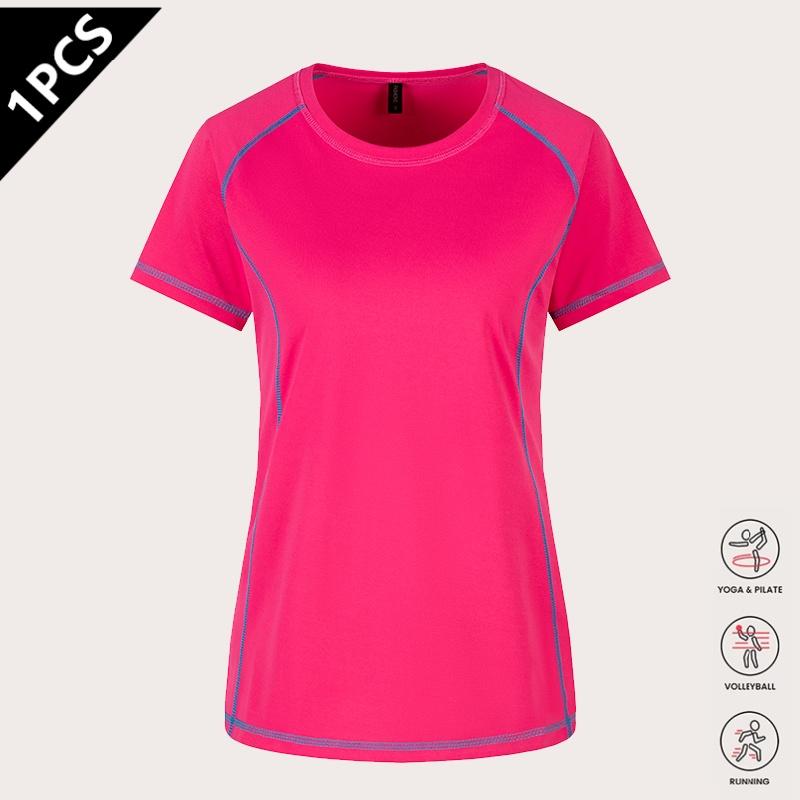 3-pack women’s quick-dry sports T-shirts — slim fit, figure-flattering short sleeves for yoga and running; stretchy, breathable crew neck athletic tops suitable for jogging, workouts, fitness, and yoga; women’s apparel