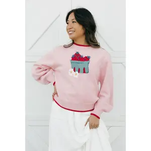 Sweet Strawberry Sweater-Pink