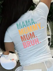 Women's Letter & Heart Print Round Neck Tee, Fashion Casual Crew Neck Short Sleeve T-shirt for Daily Outdoor Wear, Ladies Clothes for All Seasons, Go Out Tops, Crewneck T Shirts for Women, Casual Fashionable Top, Tshirt