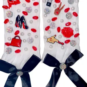 White and Black Bow Charms with Junk Socks