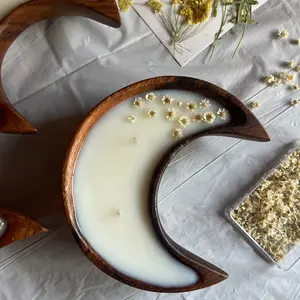 Wooden Moon Bowl Candle Natiral Coconut Wax 5 oz