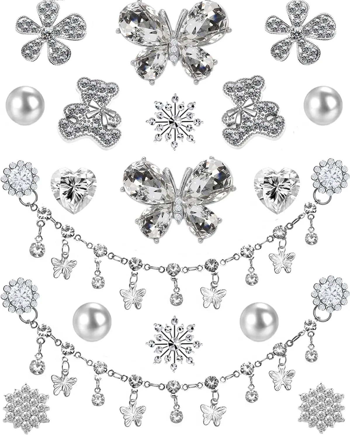 Bling Shoe Charms Designer Jewelry Accessories for Women Girls Luxury Rhinestone Butterfly Jewelry Shoe Decoration with Bling Girly Chains Fashion for Party Favors Birthday Gifts