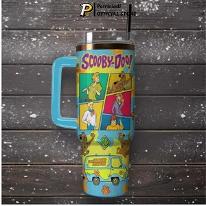 Scooby Doo Retro Comic Panel Pop Art Tumbler 20oz-40oz Stainless Steel, Double Wall Insulated, With Handle & Straw – Funny Gift for Scooby Doo Lovers & Fans