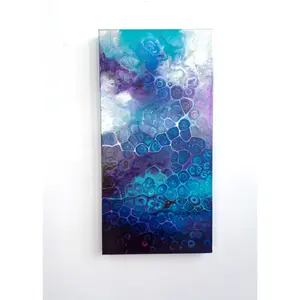Celestial 12x24x1.25 Gallery Stretched Canvas Cosmic Oceans Abstract Artwork in Satin Finish for Room Decoration
