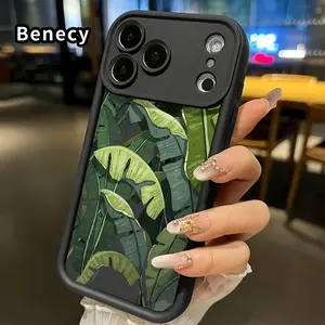 Tropical Leaf Symphony Pattern TPU Phone Case for iPhone 17 Pro Max 16 15 14 Plus 13 12 Mini 11 XR X XS Air E Shockproof Non Slip Military-Grade Protection Silicone Cover Smartphone Casing