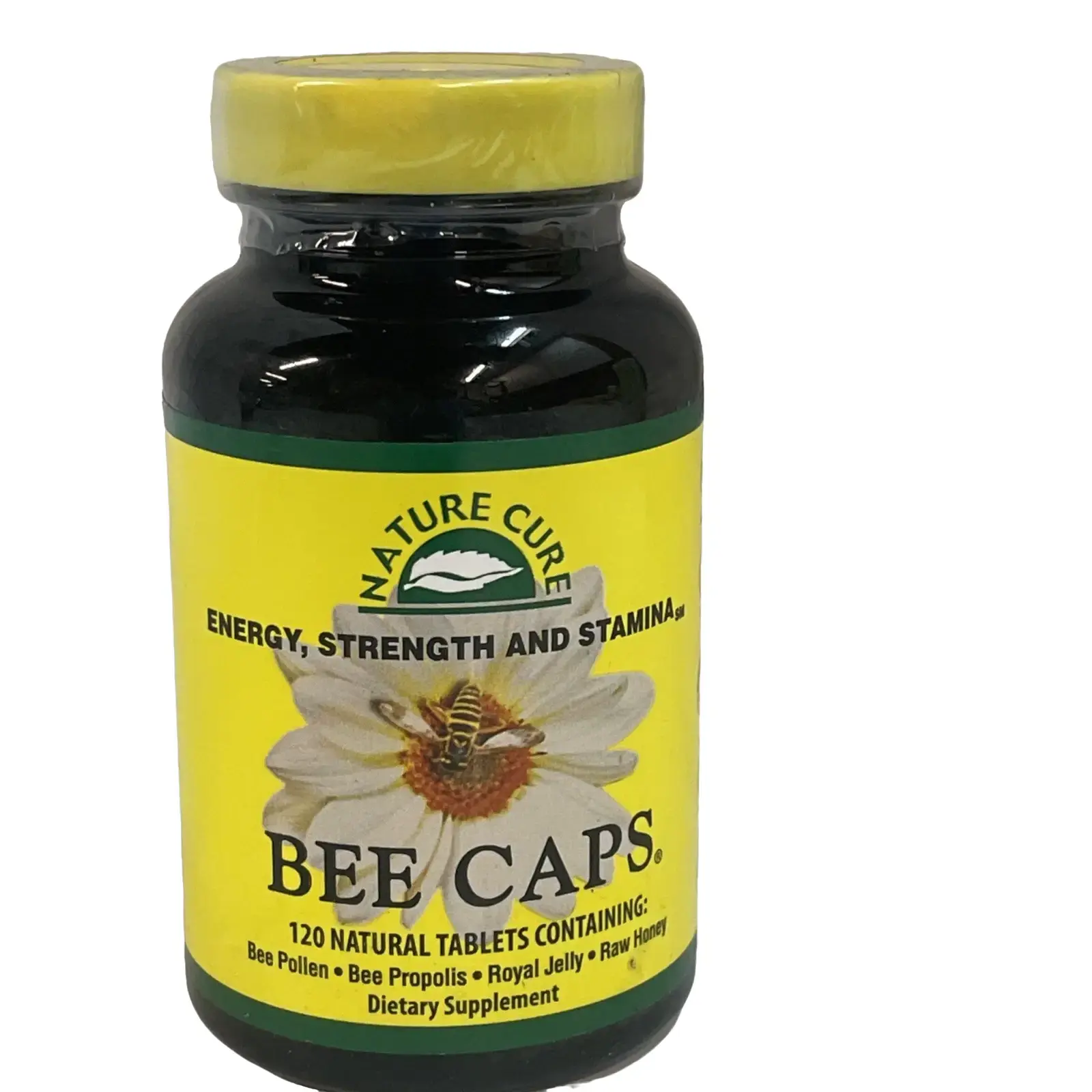 Nature Cure Bee Caps 120 Caplet - Bee Pollen Propolis Royal Jelly Raw Honey Supplement - Energy Strength Stamina - 664829233713 - 120 Natural Tablets