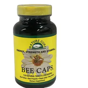 Nature Cure Bee Caps 120 Caplet - Bee Pollen Propolis Royal Jelly Raw Honey Supplement - Energy Strength Stamina - 664829233713 - 120 Natural Tablets