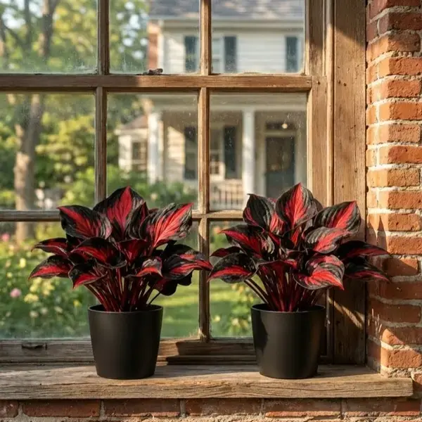 Black-Red Hosta Perennial Flower Seeds (800 Pcs) - Exotic Bicolor Foliage, Dramatic Leaves, Low-Maintenance, Shade-Tolerant for Partial Shade, Landscaping Essential, Ideal for Gardeners’ Borders, Well-Drained Soil Suitable, Outdoor Garden Supplies, Adds S