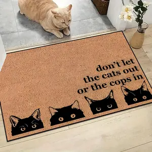 Funny Cat Door Mat Dont Let the Cats Out or the Cops In Welcome Mat Peeking Black Cats Non Slip Front Door Rug for Entryway Indoor Outdoor Durable Low Profile Floor Mat for Porch Patio Gift for Cat Lovers Housewarming Home Decor