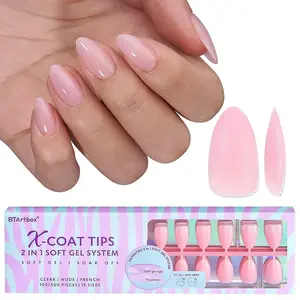 BTArtbox XCOATTIPS Natural Nail Tips Matte -Short Almond Press On Nails Pink, Long Lasting Soft Gel Nails False Nail