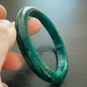 Natural Jade Bangle 63.9mm Inner Diameter Unenhanced Forest Dark Green Stone Nature