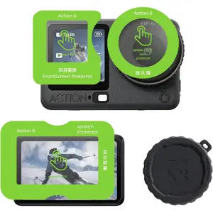 K&F CONCEPT 1Pack AR Anti-Reflective Screen Protector Compatible with DJI Osmo Action 6, High Definition Tempered Glass 9H Hardness Anti-Scratch Anti-Bubble Film with Alignment Frame, Action Camera Accessories