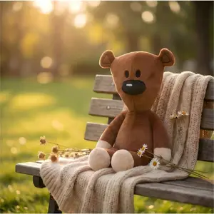 Mr. Bean Teddy Bear Plush Toy, Cute Brown Bear Stuffed Animal, Soft Collectible Doll