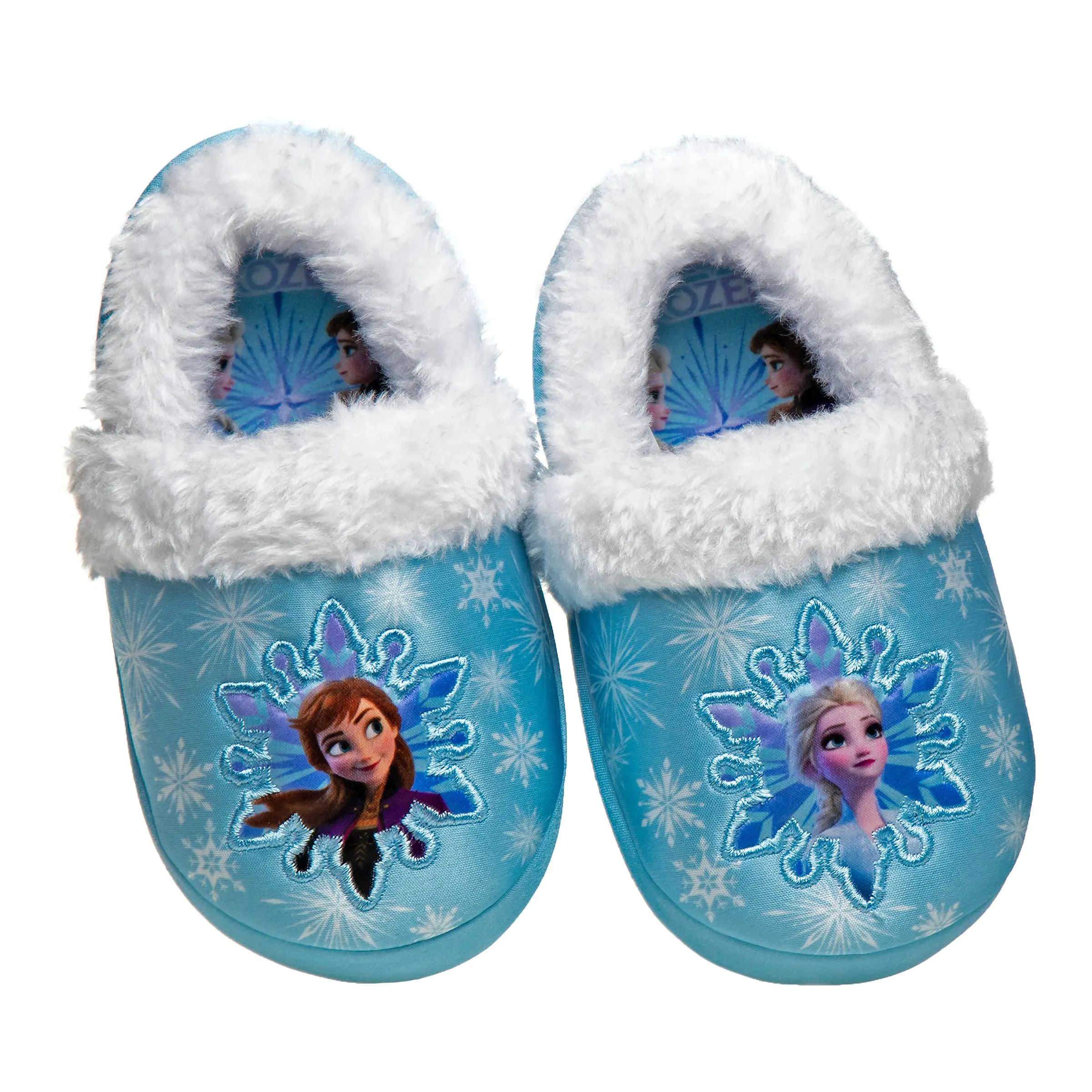 Frozen Girls Slippers - Elsa and Anna Plush Lightweight Warm Comfort Soft Aline House Shoes - Purple (sizes 5-12 Toddler)