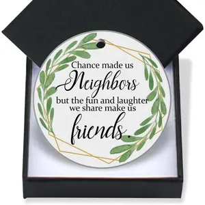Christmas Ornaments 2025-Gift for Neighbors Friendship Pendant Chance Made Us Neighbors Keepsake Holiday Present Xmas Tree Decorations Round Ceramic Ornament 3In